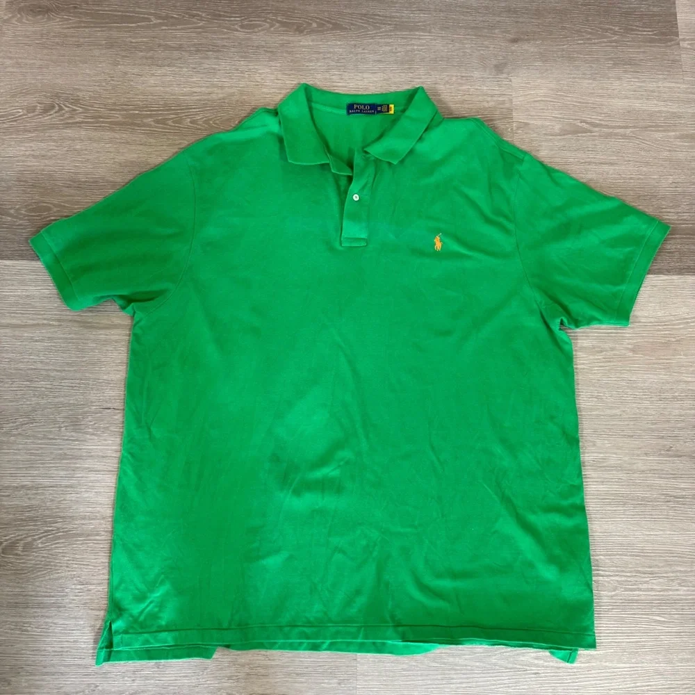 Polo Ralph Lauren Polo Shirt Mens 4XB Green Short Sleeve Mesh Cotton Big & Tall